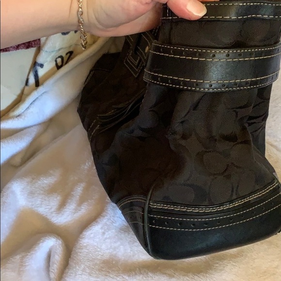 Black Signature “C” Fabric & Leather Coach Satchel - Picture 6 of 16